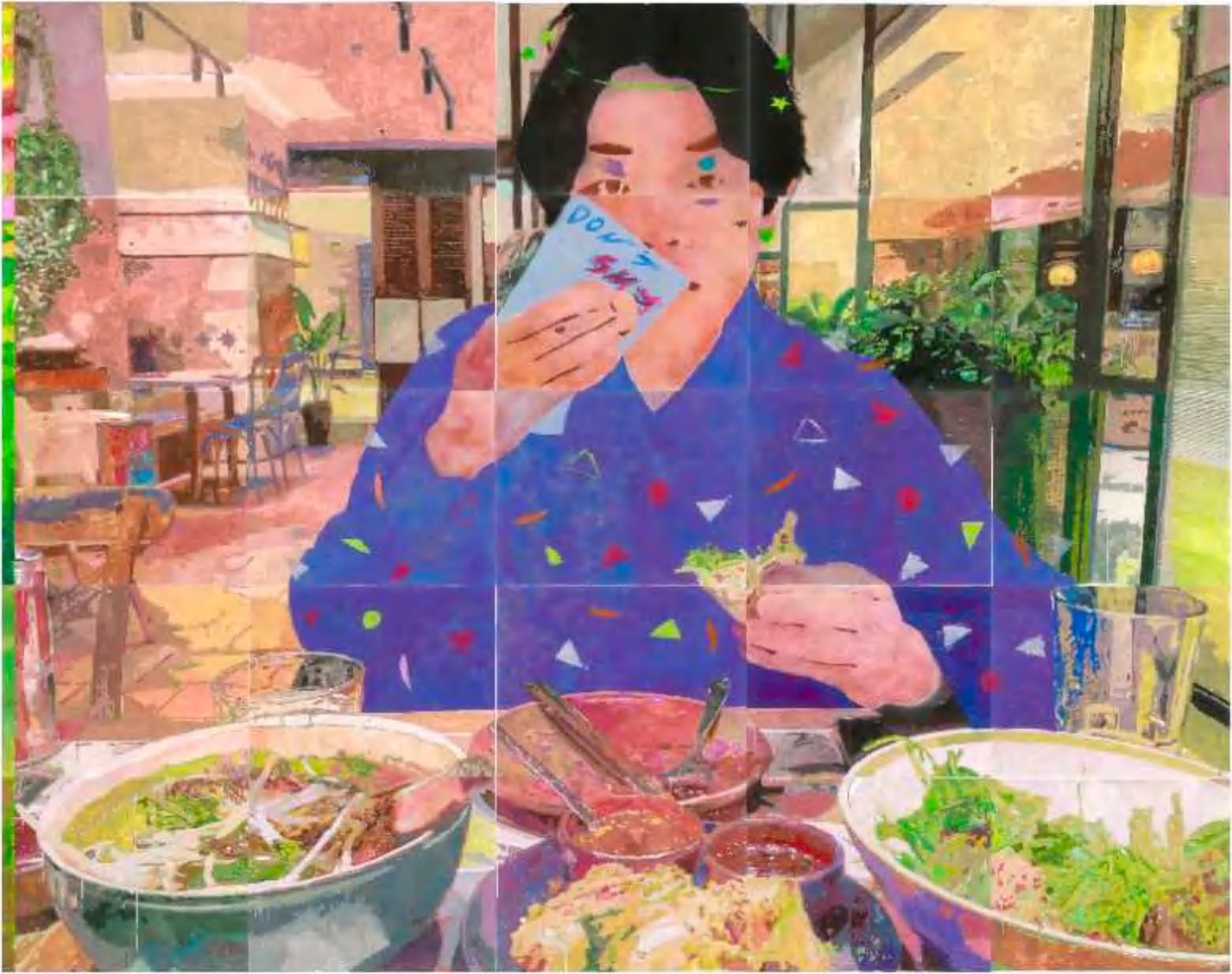 苏昱铭《心动》纸本丙烯、油性铅笔 380×480cm 2024