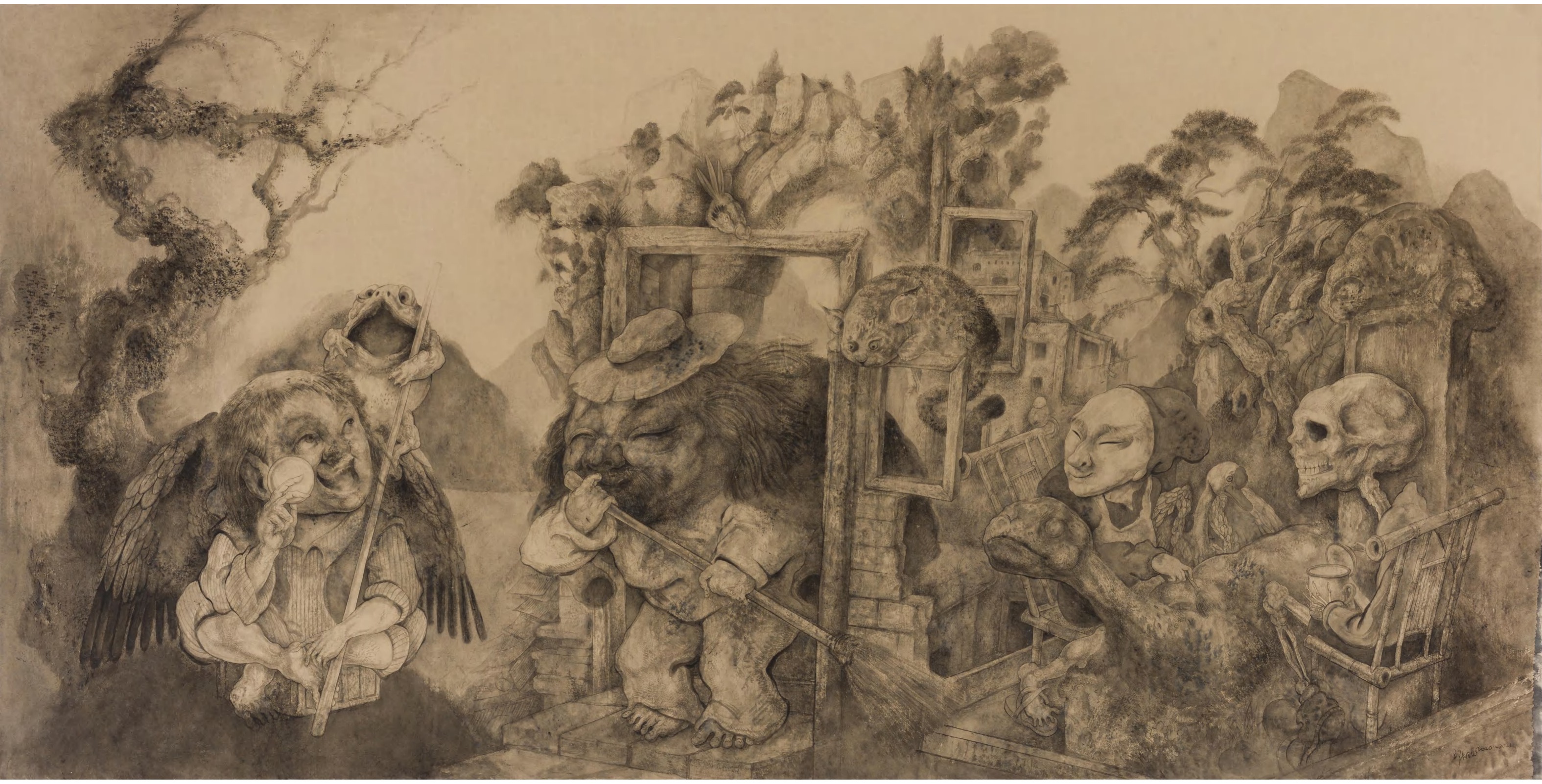 邱炯炯《地仙儿咏春图》纸本水墨 120x239cm 2022