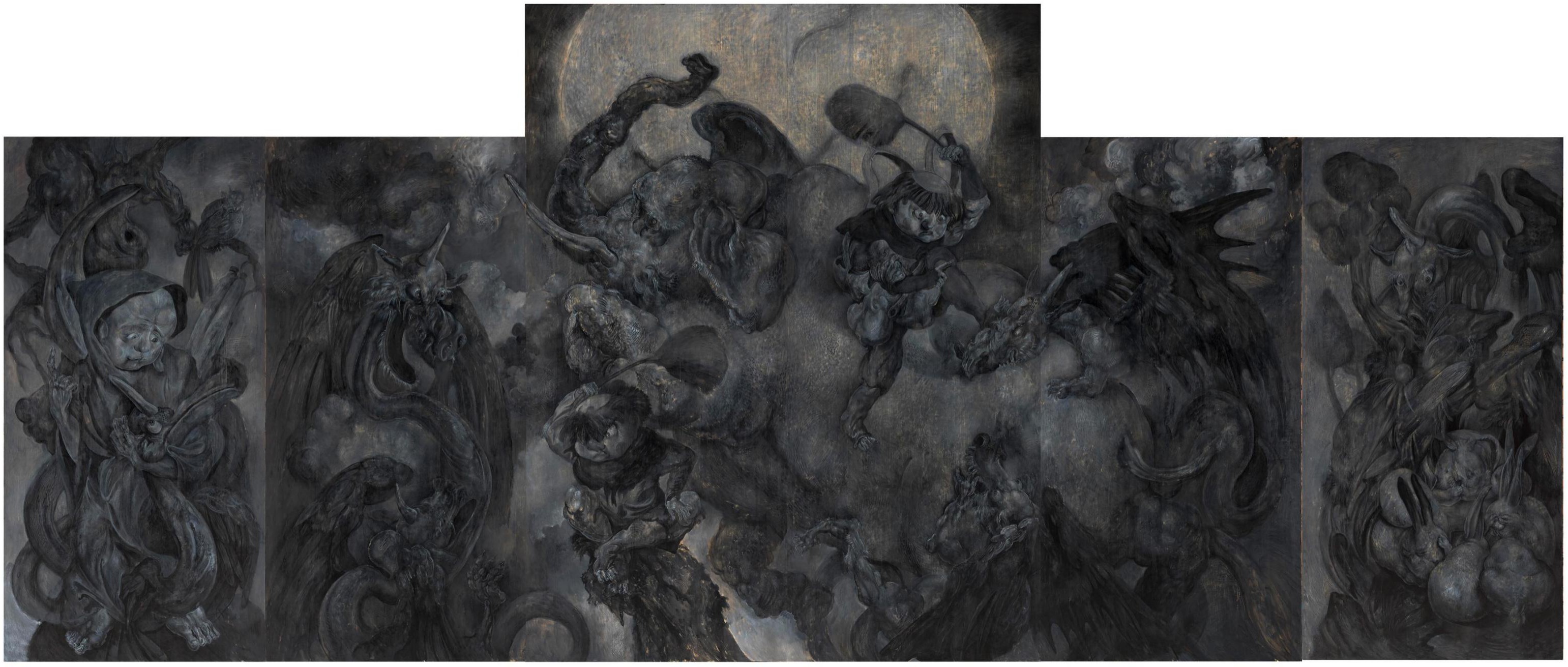 邱炯炯《洗象图》木板丙烯 720x300cm 2016