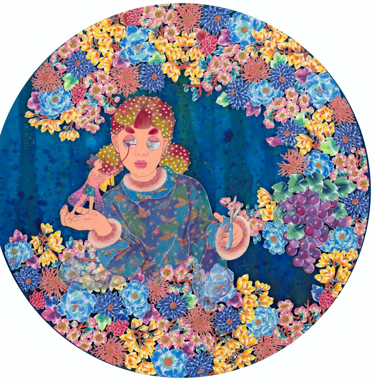 黄望福《闭月修花》