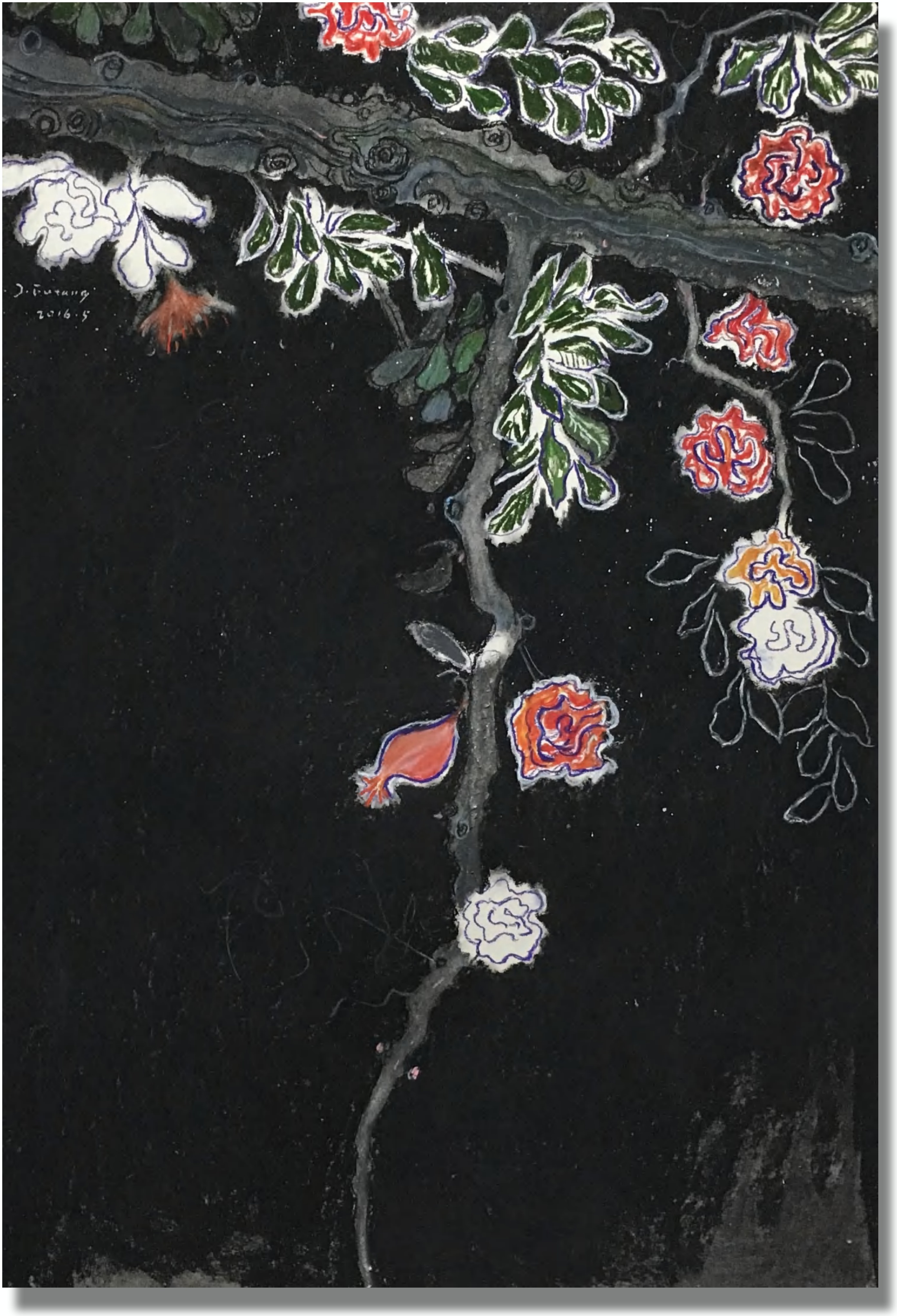 声喧乱石《石榴花》