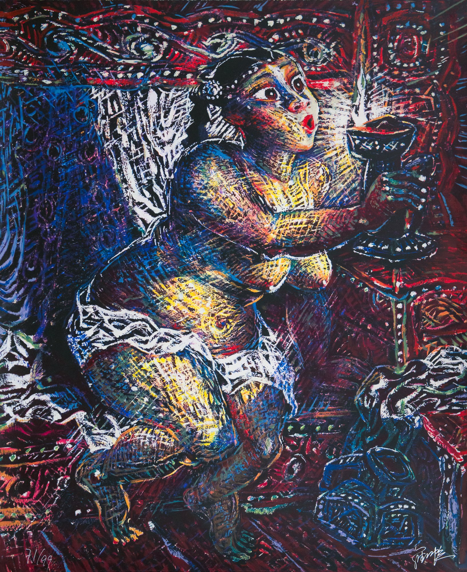吹灯 纸本丝网版画