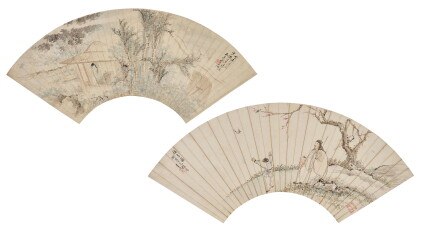 王素、費丹旭　人物扇面｜wang su, fei danxu, figures