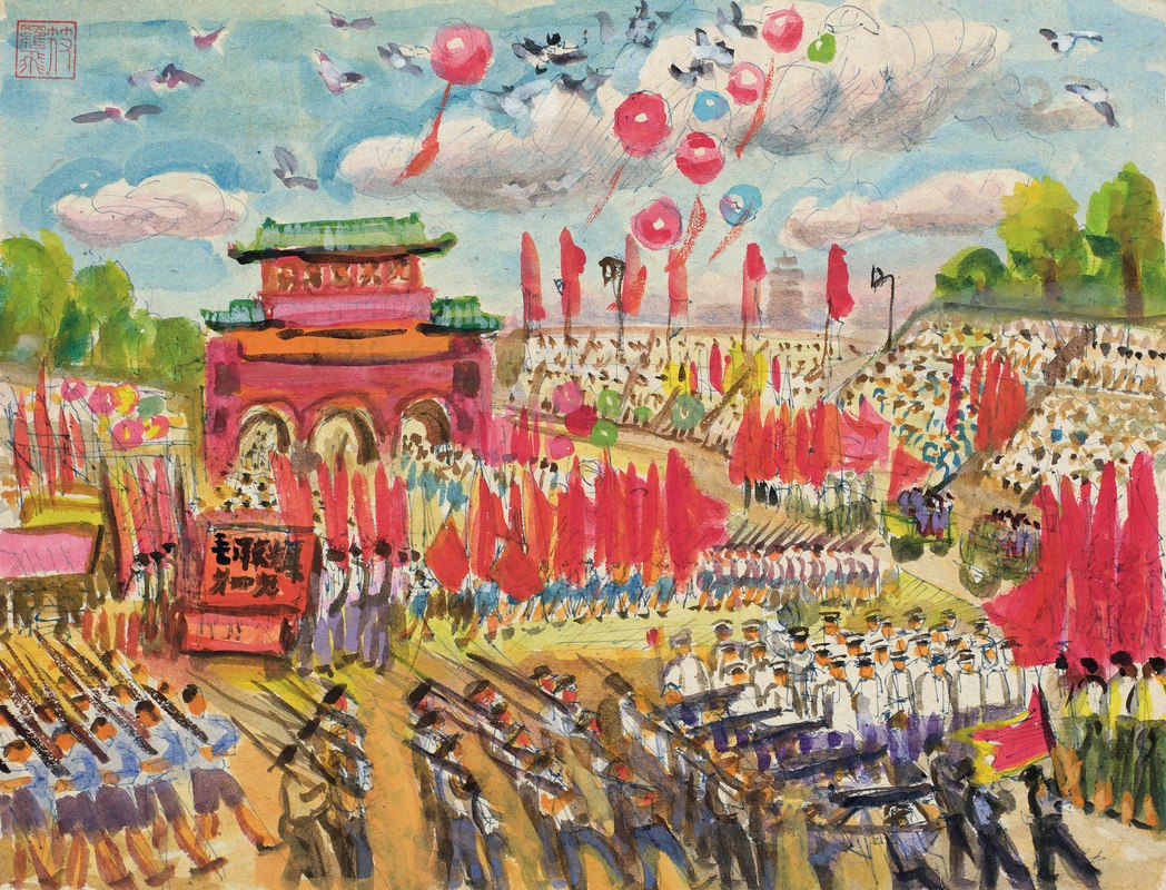 国庆越秀山会场检阅民兵