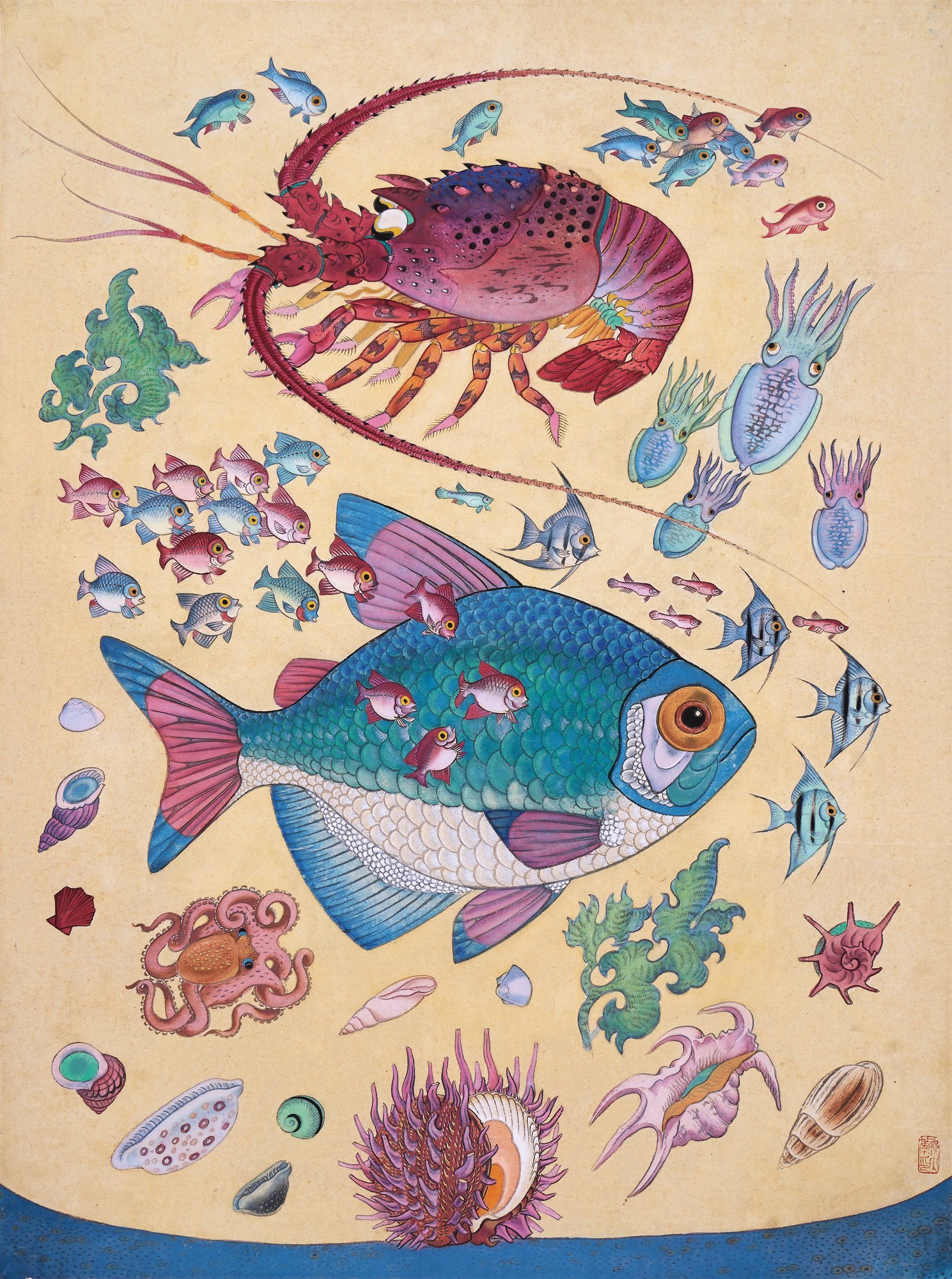 ZHU DANIAN (1916-1995) 龙虾与鱼 lobster and fish