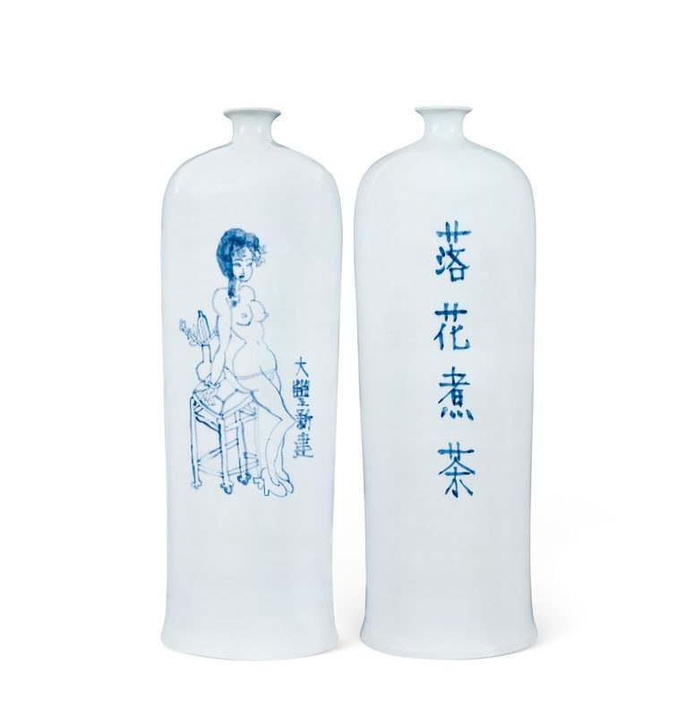 美人图·青花瓷瓶