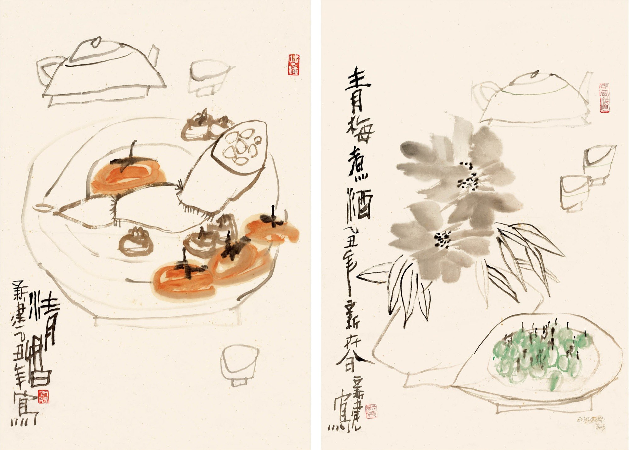 清供图·青梅煮酒图二帧
