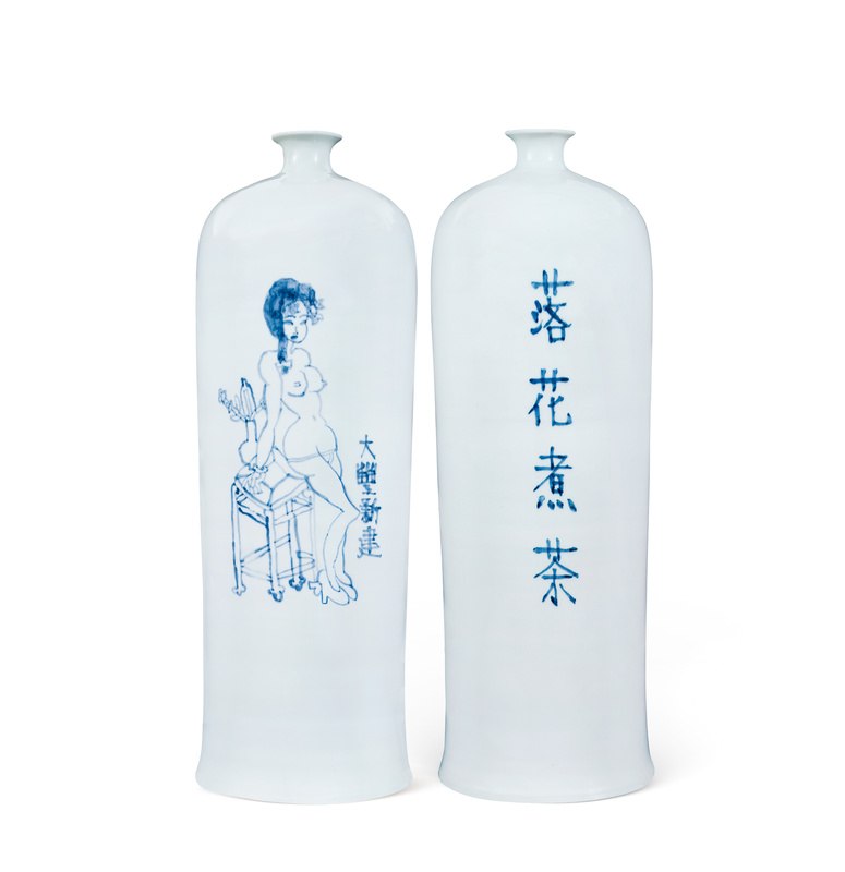 美人图·青花瓷瓶