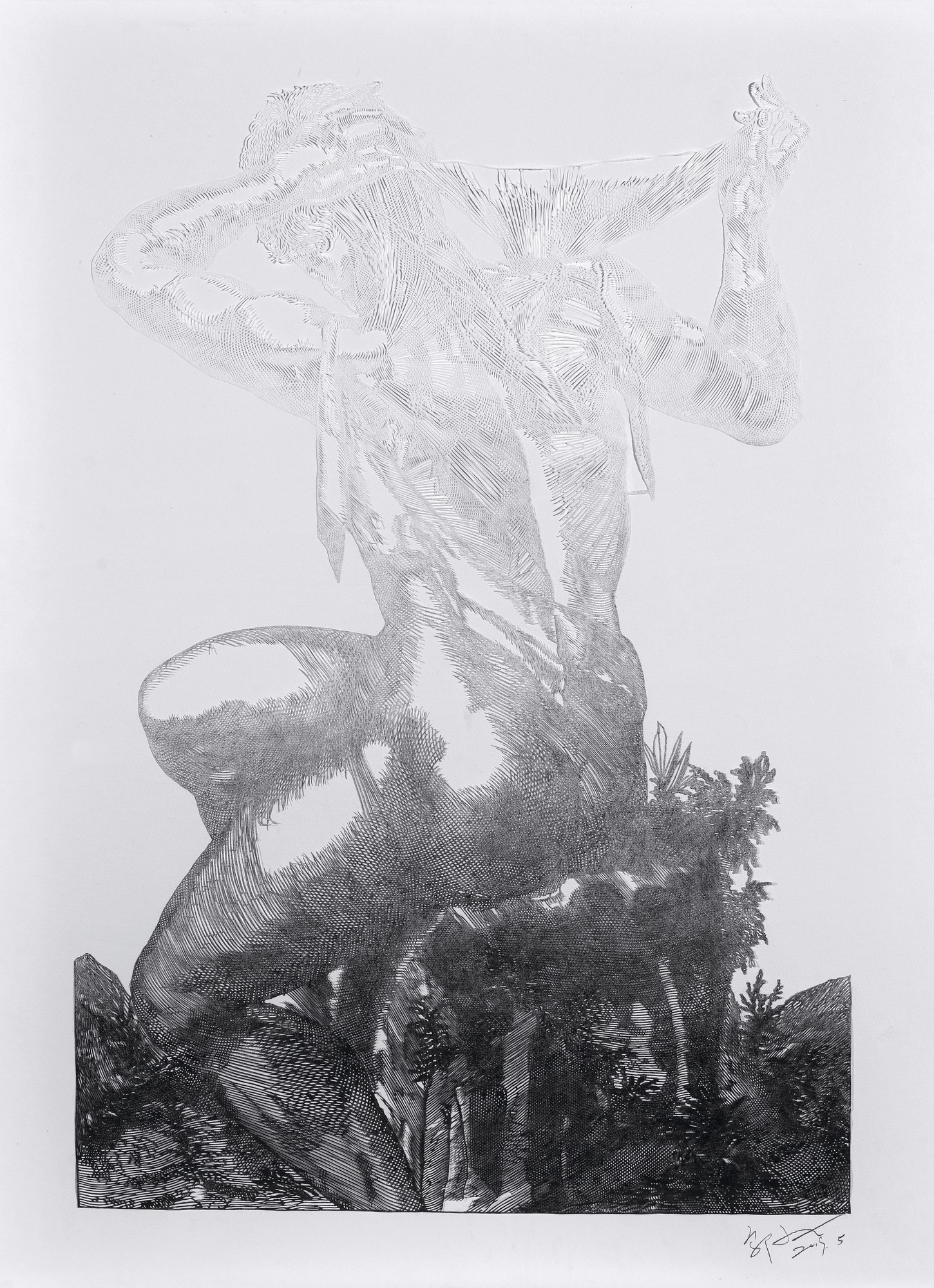WU JIANAN (b.1980) 梳头发的女子 A woman combing her hair